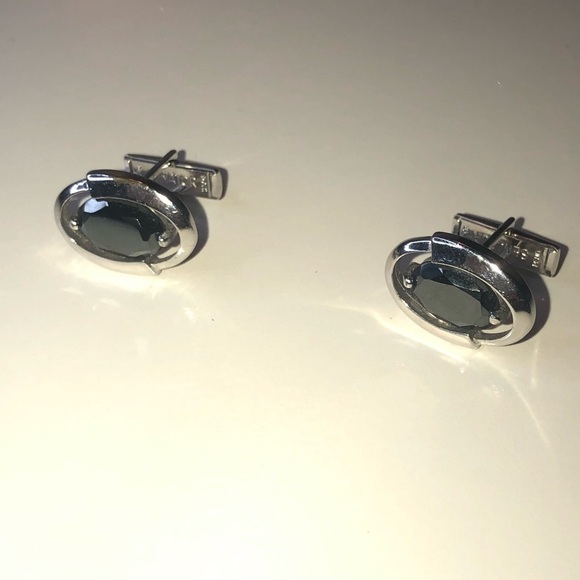 Vtg Sherman Senator Hematite Cufflinks .9” EUC - Picture 3 of 6